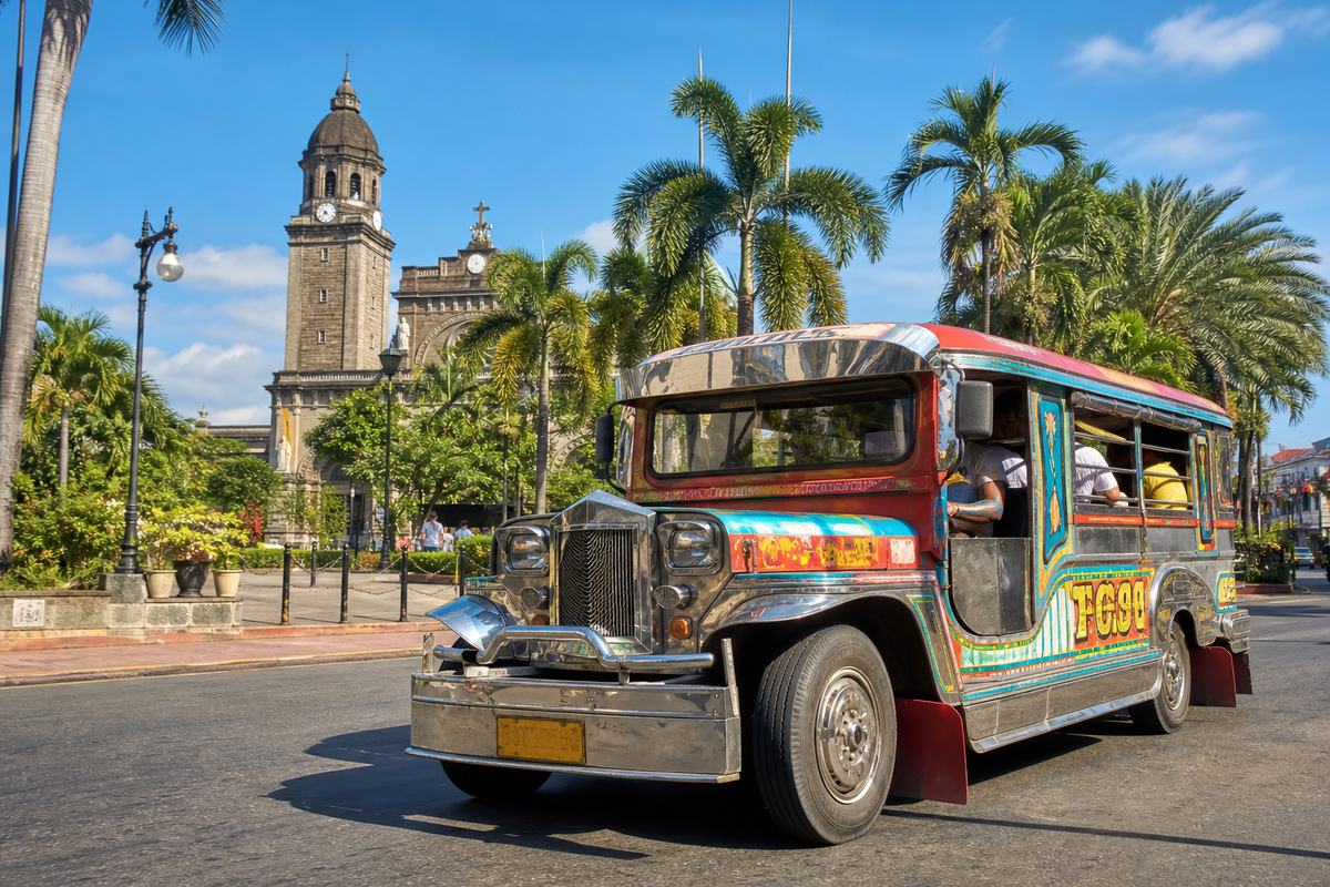 Colorful jeepney on a Philippine street